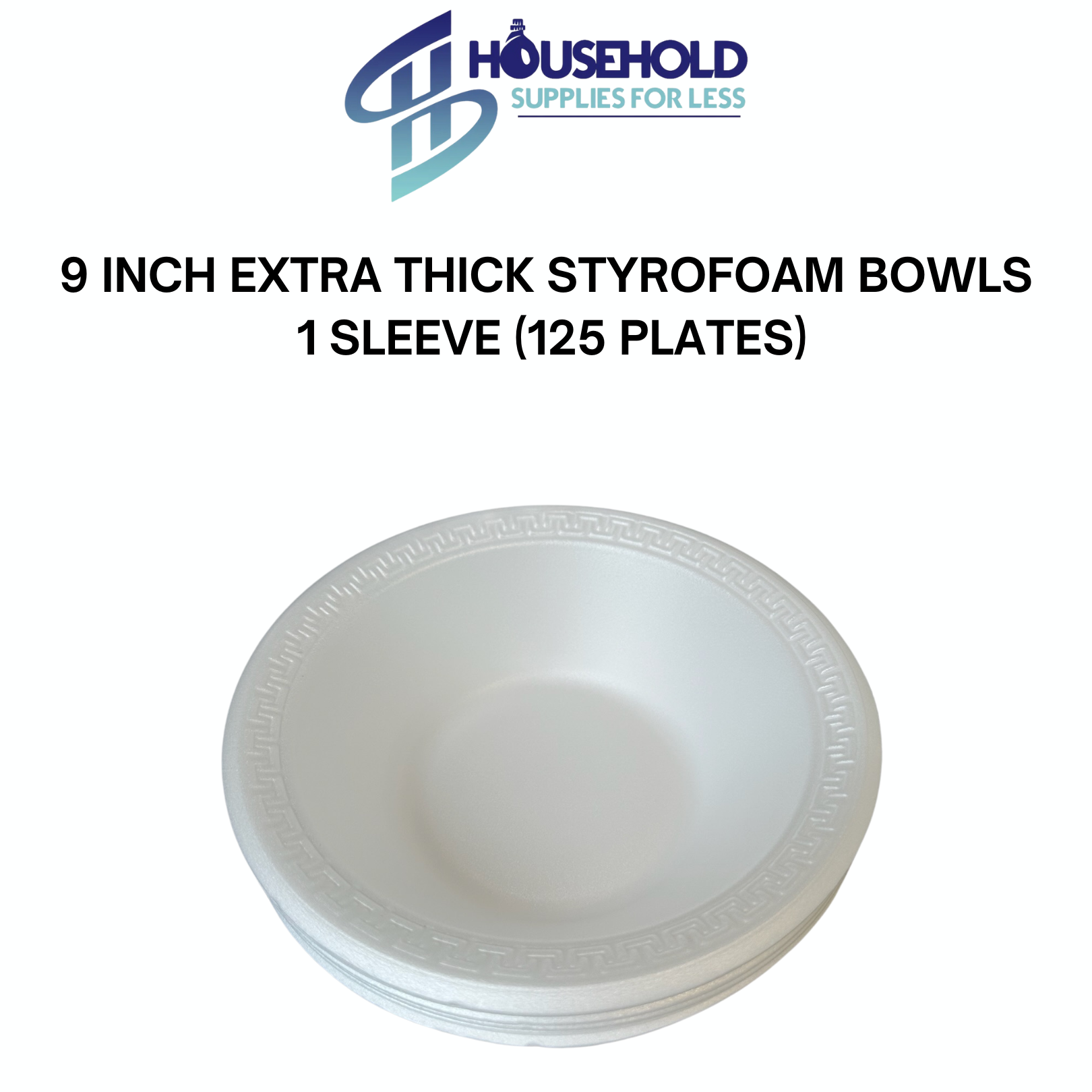 9 inch Extra Thick Styrofoam Bowls 1 sleeve 125 ct