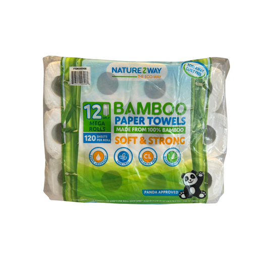 Bamboo Paper Towels 120 Sheets per Roll (12 rolls)