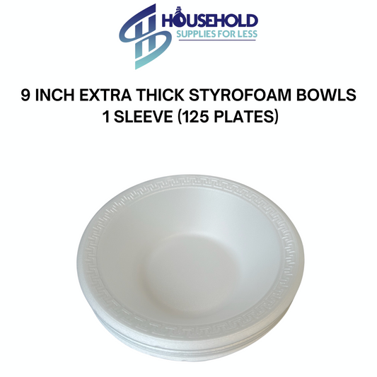 9-inch Extra Thick Styrofoam Bowls 1 Sleeve (125 CT)